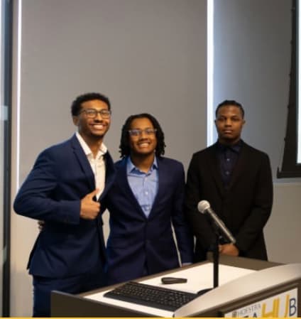 Corely team members together after presenting at Hofstra